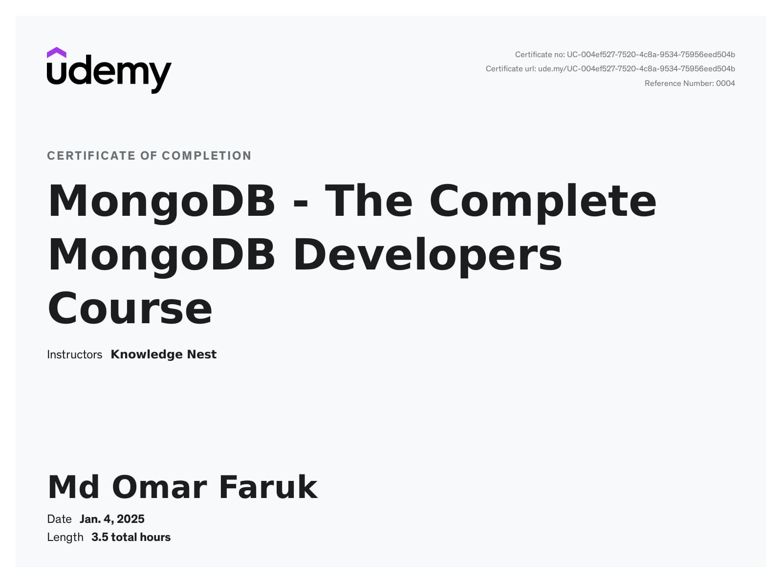 MongoDB - The Complete MongoDB Developers Course